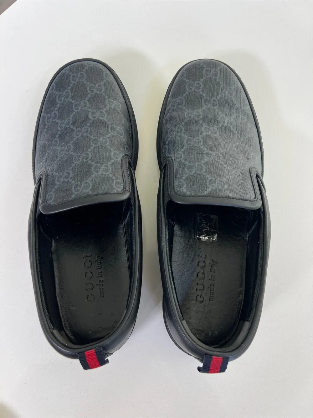 Gucci dublin GG logo supreme slip on sneakers shoes gray and black 36.5